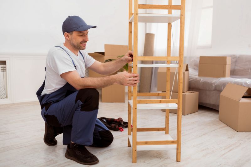 Furniture being assembled in a living room
